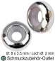 Preview: Edelstahl Verschluss-Perle mit Gummi, verstellbar, silberfarben, Ø: 8x3.5 mm, Loch: 2 mm, 1 Stück
