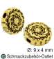 Preview: Metallperlen goldfarben flach-rund 9x4 mm, 5 Stück