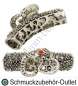 Preview: Rohrperlen mit Strass, silberfarben, Ø: 26 x 8 mm, Loch Ø: 3,8 mm, 1 Stück