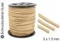 Preview: Flaches Band, Wildlederoptik, beige, 3 x 1.5 mm, 1 Meter