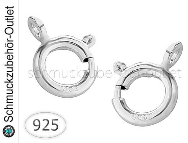 Silber 925/1000 Federring Verschluss ohne Bund (Ø: 10 mm), 1 Stück