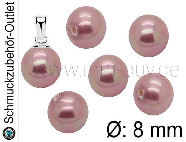 Muschelperlen, angebohrt, rosa, Ø: 8 mm, 1 Perle