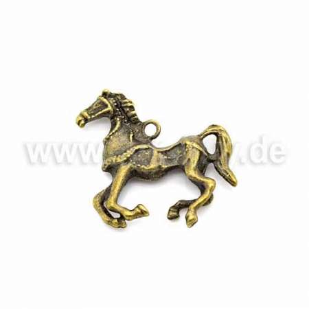 Pferd-Schmuckanhänger, Charms, antik bronze, 28x28 mm, 1 Stück