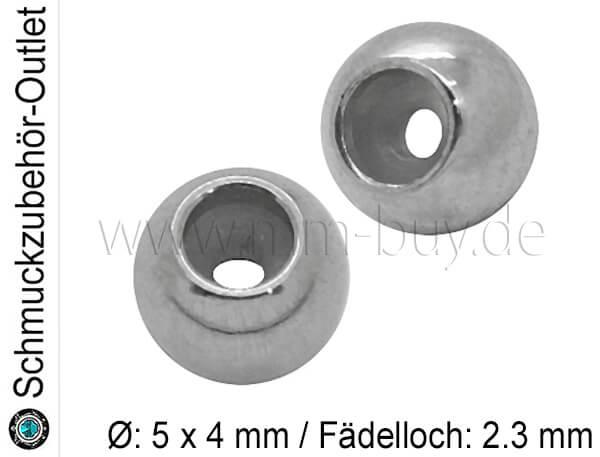 Edelstahl Verschlussperle mit Gummi, Ø: 5x4 mm, Loch: 2.3 mm, 1 Stück