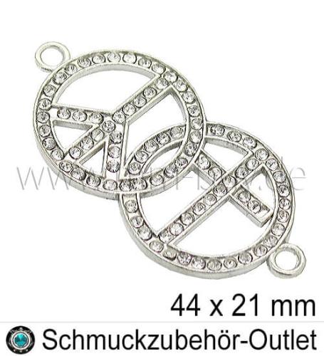 Schmuckverbinder, Unendlichkeitszeichen, Farbe: Kristall, 33x10 mm, 1 Stück