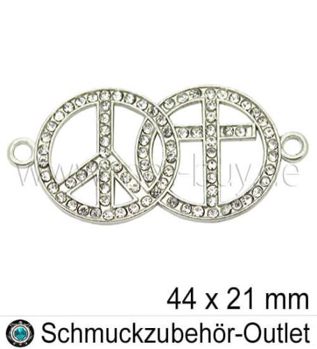 Schmuckverbinder, Unendlichkeitszeichen, Farbe: Kristall, 33x10 mm, 1 Stück