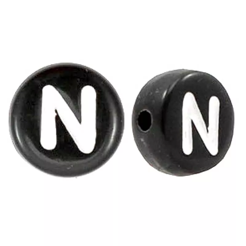 Buchstabenperlen „N“ in Schwarz (7 mm)