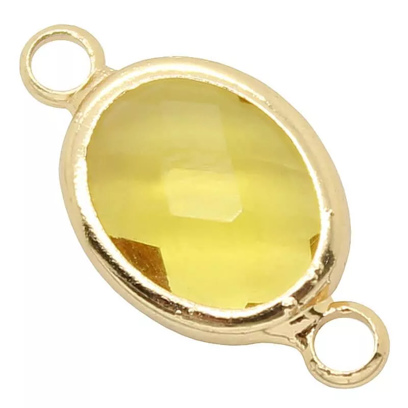 Glasverbinder oval gelb-transparent (16 x 8,5mm)