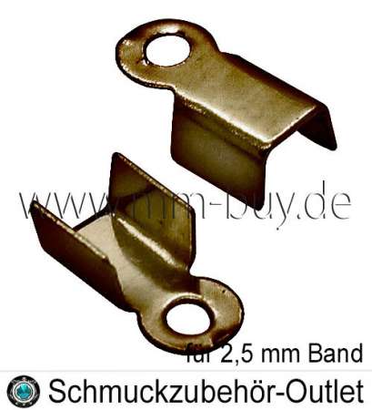 Bandklemmen, nickelfrei, bronzefarben, für Bänder bis 2,5 mm, 10 Stück