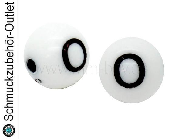 Buchstabenperlen „O“, weiß, Kunststoff, Ø: 8 mm, 5 Stück