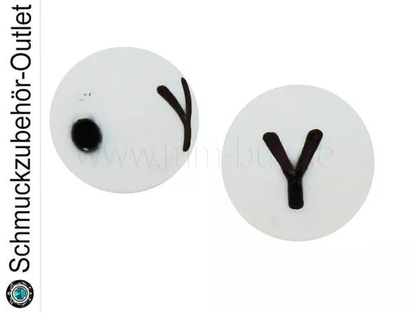 Buchstabenperlen „Y“, weiß, Kunststoff, Ø: 8 mm, 5 Stück