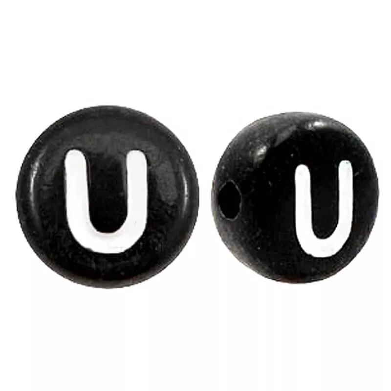 Buchstabenperlen „U“ in Schwarz (7 mm)