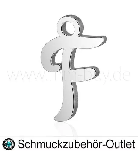 Edelstahl Buchstabenanhänger „F“, 12 mm, 1 Stück
