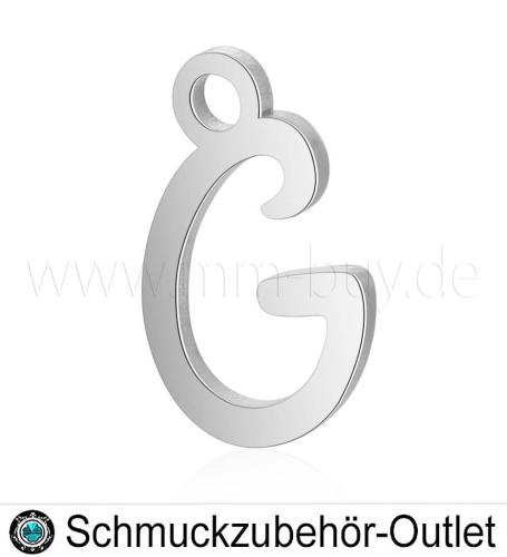 Edelstahl Buchstabenanhänger „G“, 12 mm, 1 Stück