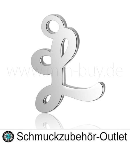 Edelstahl Buchstabenanhänger „L“, 12 mm, 1 Stück