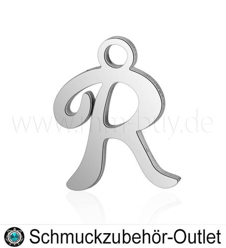 Edelstahl Buchstabenanhänger „R“, 12 mm, 1 Stück