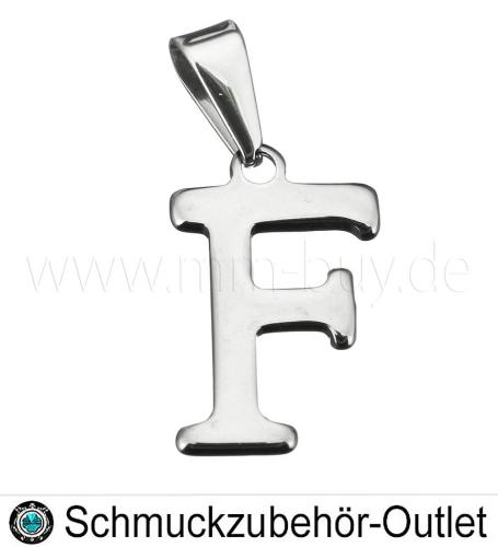 Edelstahl Buchstabenanhänger „F“, 13x20 mm, 1 Stück