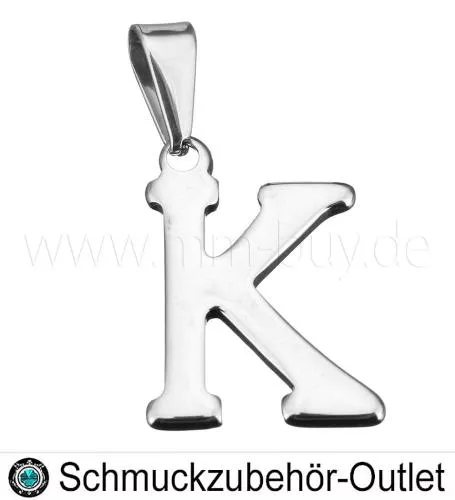 Edelstahl Buchstabenanhänger „K“, 15x20 mm, 1 Stück