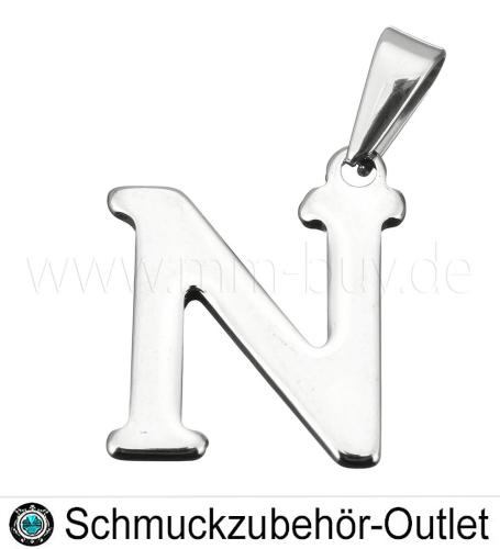 Edelstahl Buchstabenanhänger „N“, 18x20 mm, 1 Stück
