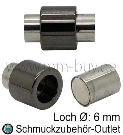 Edelstahl Magnetverschluss zum Kleben, schwarz, Loch Ø: 6 mm, 1 Stück