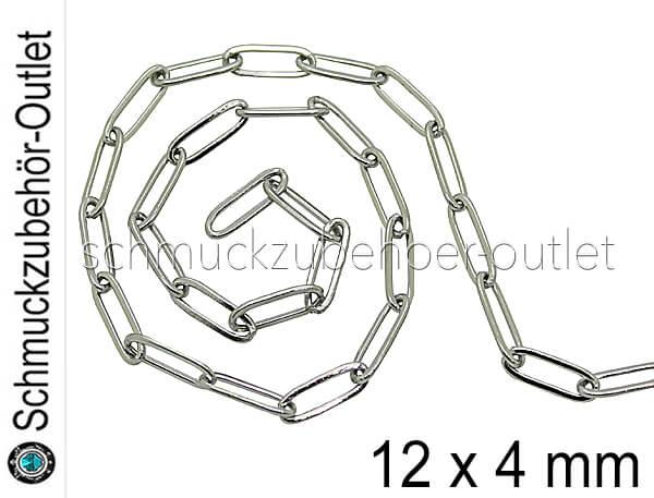 Edelstahl Gliederkette „paper clip“ (12x4 mm), Meterware