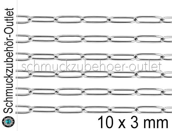 Edelstahl Gliederkette „paper clip“ (10x3 mm), Meterware