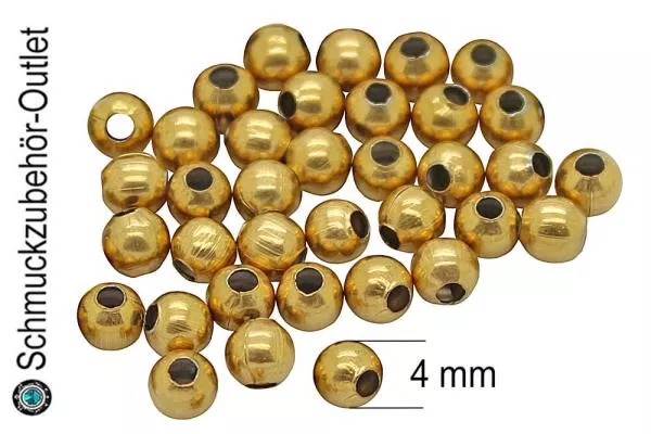 Edelstahlperlen goldfarben rund (Ø: 4 mm), 15 Stück