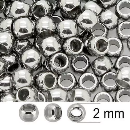 Edelstahl Quetschperlen (Ø: 2 x 1,5 mm), 50 Stück