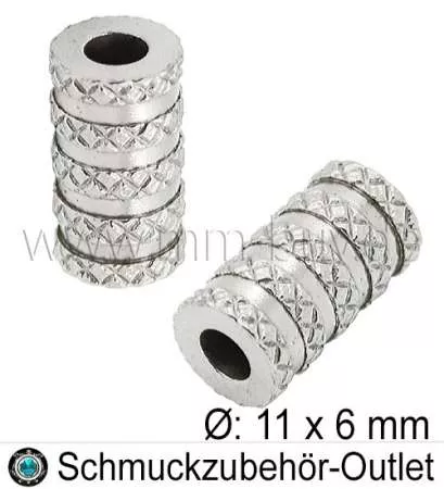 Edelstahlperlen Zylinder (Ø: 11x6 mm) 1 Stück