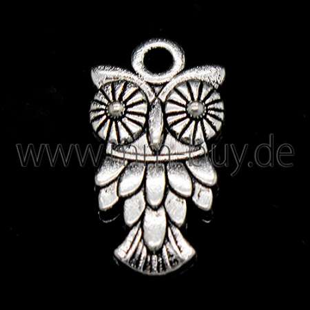 Schmuckanhänger, Eule, 20x10 mm, antik silber, 2 Stück