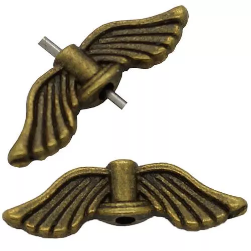 Zwischenperlen Flügel bronze (20x6 mm), 1 Stück