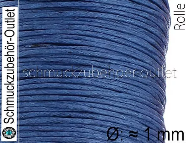 Baumwollband gewachst königsblau (Ø: ca. 1 mm), 1 Spule (60 Meter)