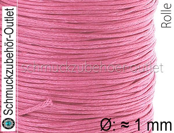 Baumwollband gewachst rosa (Ø: ≈ 1 mm), 1 Spule (60 Meter)