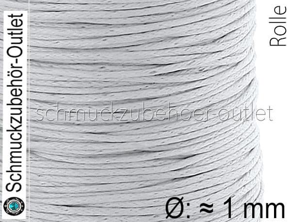 Baumwollband gewachst silbergrau (Ø: ca. 1 mm), 1 Spule (60 Meter)