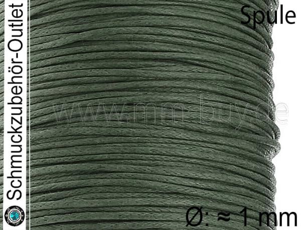 Baumwollband, gewachst, dunkelmoosgrün, Ø: ≈ 1 mm, 1 Spule (60 Meter)