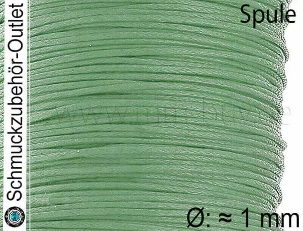 Baumwollband, gewachst, mintgrün, Ø: ≈ 1 mm, 1 Spule (60 Meter)