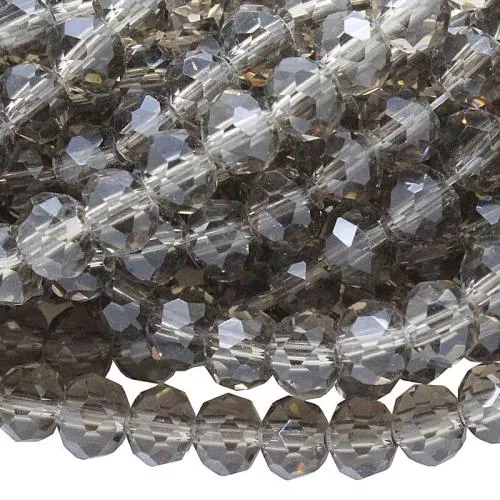 Geschliffene Glasperlen, braun, Rondell, 6mm, 1 Strang