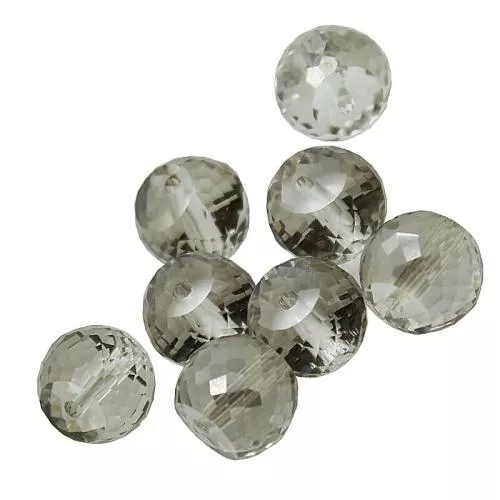 Glasschliffperlen Rondell Rauch-getönt (ca. Ø: 10 x 8 mm), 5 Perlen