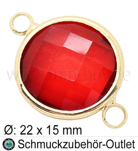Glasverbinder, rund, Farbe: rot-transparent, Ø:22x15, 1 Stück