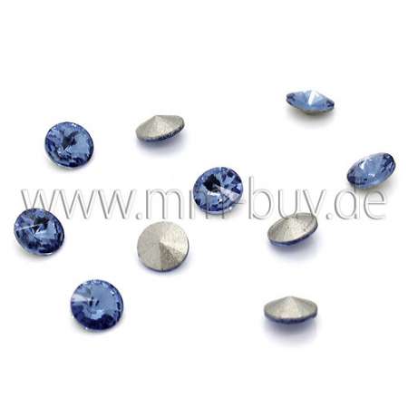 Glas Strasssteine, dunkelblau, Doppelkegel, Ø: 6 mm, 10 Stück