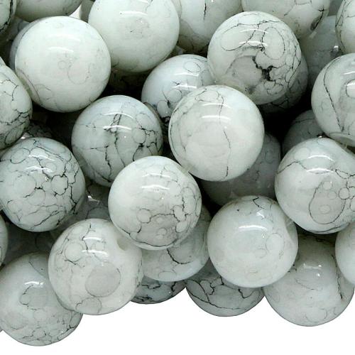 Glasperlen aschgrau rund (Ø: 8 mm), 1 Strang