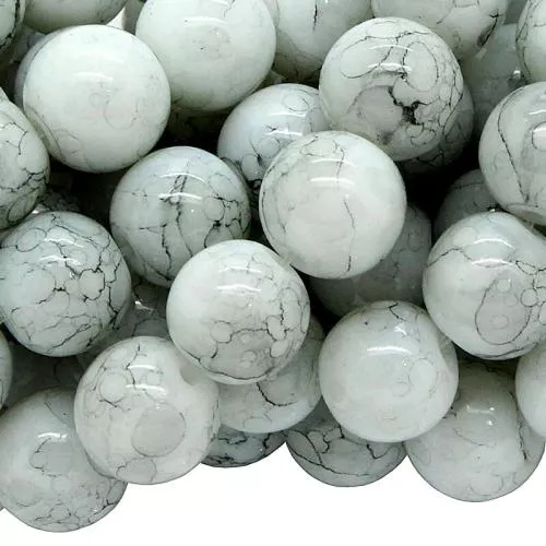 Glasperlen aschgrau rund (Ø: 8 mm), 1 Strang