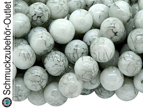 Glasperlen, aschgrau, Ø: 8 mm, 1 Strang