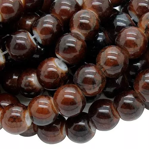 Glasperlen braun rund (Ø: 8 mm), 1 Strang