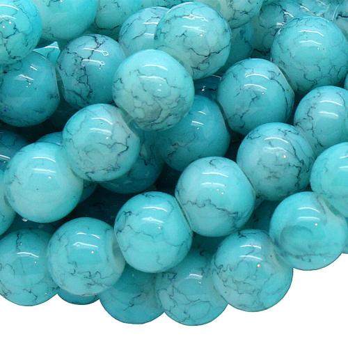 Glasperlen gletscherblau rund (Ø: 6 mm), 1 Strang