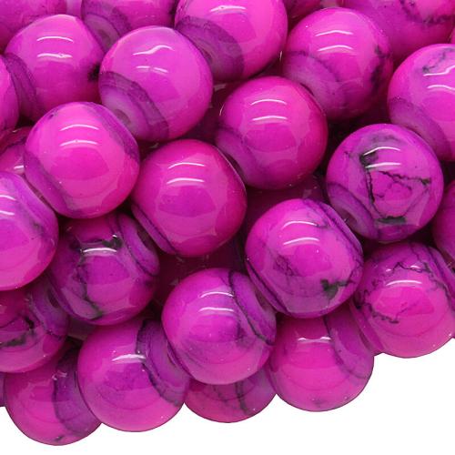 Glasperlen, rosa, Ø: 8 mm, 1 Strang