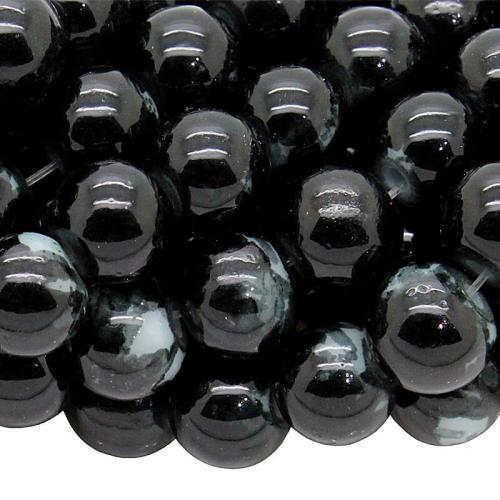 Glasperlen schwarz rund (Ø: 8 mm), 1 Strang