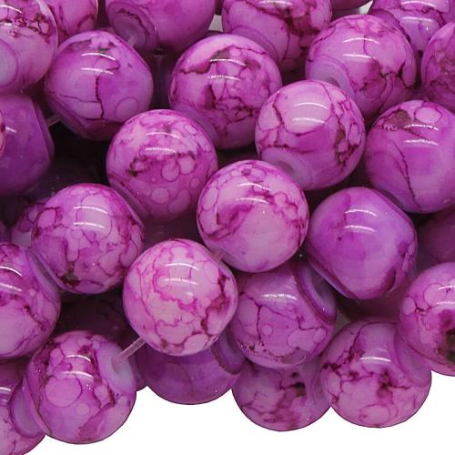 Glasperlen violett rund (Ø: 8 mm), 1 Strang