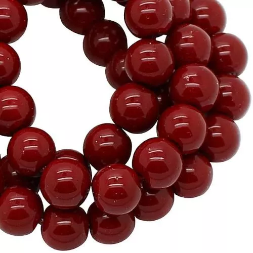 Glasperlen dunkelrot rund (Ø: 6 mm), 1 Strang