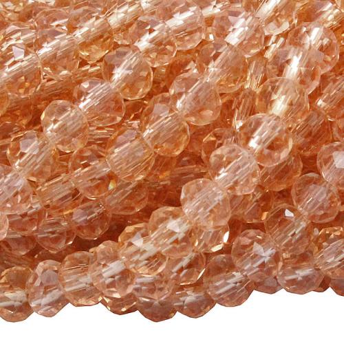 Glasschliffperlen transparent-lachs Rondell (Ø: 4 mm), 1 Strang